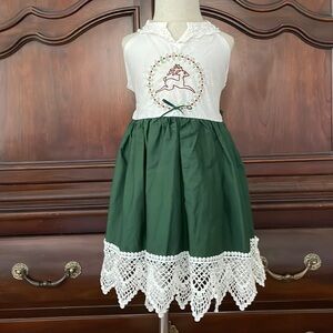 Boutique Christmas Dress Girls 3T Reindeer Embroidered Holiday Dress Mint Kids